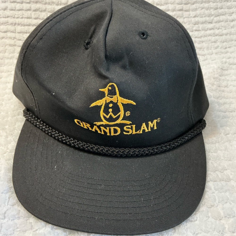 Vintage Original Penguin Grand Slam Rope Golf Hat Black Adjustable Cap